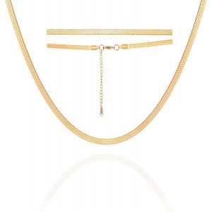 Kal-Collier Chaîne De Serpents Pour Femmes Hommes Colliers Ras Du Cou En Or Colliers De Chaîne À Chevrons Colliers Ras Du Cou Chaîne De Serpents - Neuf