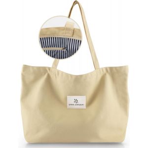 RFCBC-tote bag femme avec Fermeture éclair et Poche intérieure - sac cabas femme et Sac fourre tout femme A4 Grand Capacité - sac fourre tout femme, Aesthetic Sac a Main Femme Coton - Neuf