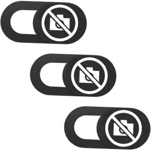 3 pi&egrave;ces Cache Webcam Ultra Fin avec Motif Interdiction Photo Couverture Coulissante pour Ordinateur Portable Tablette et Smartphone Protection Confidentialit&eacute; Pratique et Durable - Neuf