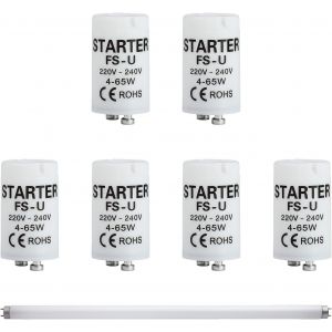 6 Pi&egrave;ces Ampoule Tube Fluorescent Starter Neon 4-65w 220-240v, Starter Pour Tubes Fluorescents Et Led, D&eacute;marreur Pour Lampes N&eacute;on, Adapt&eacute; &Agrave; Divers Supports De Lampes, Durables Et F[Amp748168] - Neuf