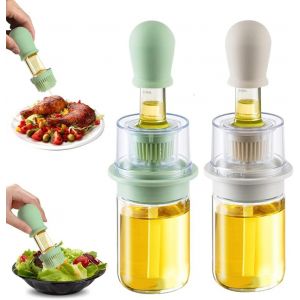 Bhhbb-Distributeur D'huile Avec Brosse 2 En 1 180 Ml Distributeur D'huile D'olive Et Bouteille De Vinaigre Avec Pinceau À Pâtisserie En Silicone Pour Cuisine Barbecue Salade Cuisson Au Four (Blanc+Ve - Neuf