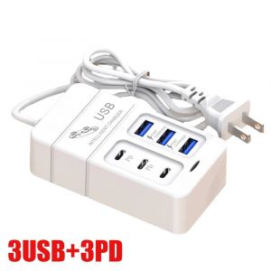 Chargeur Usb Multiport Pd Type C,Charge Rapide,Prise Ue Et Us,Chargeur Mural,Adaptateur Airies Usb,6 Ports Usb,Chargeur De T&eacute;l&eacute;phone Portable Rapide,35w--3usb3pd White Us - Neuf