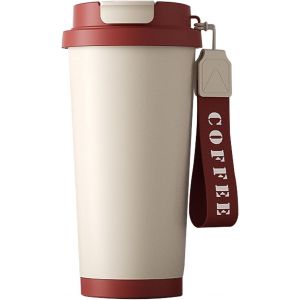 ERYI-Tasse A Cafe,Tasse Thermique Café À Emporter 530 Ml, Tasse À Café À Emporter Avec Couvercle Anti-Fuite Et Paille,Avec Doublure En Céramique,Tasse À Café À Isolée À Double Paroi - Neuf