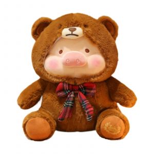 Peluche cochon adorable ours en peluche douce pour enfants-Brun - Neuf
