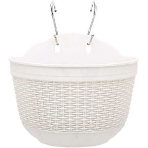 Pot de fleurs suspendu en plastique avec crochets Pour jardin,balcon,terrasse,extérieur 21 x 13,5 cm,Blanc. - Neuf