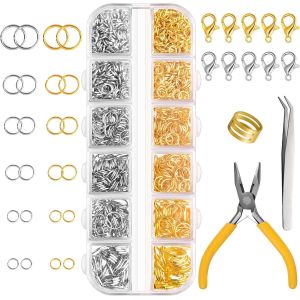 ERYI-1540 Pièces Anneaux De Saut Ouverts Anneaux De Saut Pour Fournitures De Fabrication De Bijoux Kit De Réparation De Bijoux En Or Argent Avec Fermoirs À Homard - Neuf