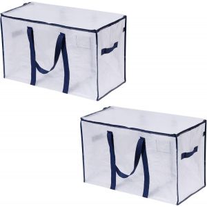 Pack De 2 Sacs Mobiles, Fournitures De Déménagement, Le Collège Des Boîtes De Rangement Avec Couvercle, De Lourds Sacs Fourre-Tout, Extra Large, Robuste Poignées, Fermeture À Glissière - Neuf