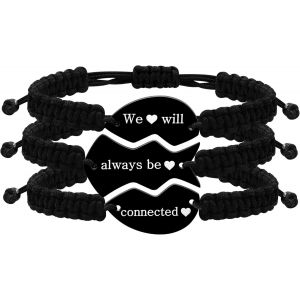 Kal-Ensemble De 3 Bracelets Meilleure Amie Pour Toujours - Charms Coeur Puzzle Tressés, Bijoux D'amitié Correspondants Gravés Pour Bffs Hommes Femmes - Neuf