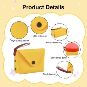 CAUC-Petit Porte-Monnaie Cuir Femme, 4 Pcs Mini Porte Monnaie Cuir, Porte-Pièce Simili Cuir Bouton Magnétique, Mini Coin Purse Wallet pour Rouge à Lèvres, Coin,Carte de Crédit, Clés - Neuf