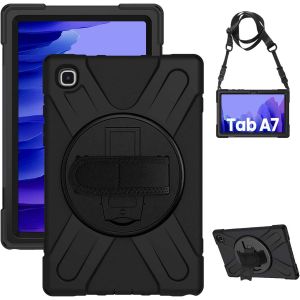 JGD-Coque Antichoc pour Samsung Galaxy Tab A7 10.4"" 2022/2020 (T500/T503/T505/T507), &Eacute;tui Armure Robuste avec Support Rotatif, Dragonne et Bandouli&egrave;re, Protection Housse pour Galaxy Tab A7, Noir - Neuf