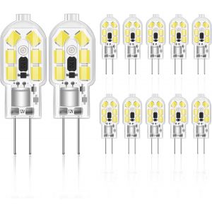 Kal-12 Pack Ampoules Led G4 À Deux Broches, 2w, 12v Ac/Dc, Blanc Froid 6000k, 2w Remplace Une Lampe Halogène De 20w, 200lm, Sans Gradation, Convient À Une Variété De Lampes À Culot G4 - Neuf