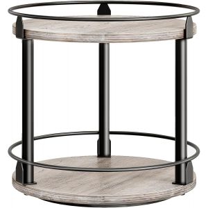 Chenquansarl-Tagère À Épices, Organisateur Pivotant, Plateau Rond À 2 Niveaux, Plateau À Épices Rotatif, Pour Comptoir De Cuisine, Table À Manger, Coiffeuse, Bureau, Gris Patiné Et Noir Xsr22bg - Neuf