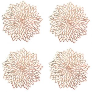 4 Pièces Set De Table En Or Rose,Napperon Rond Évidé,Sets De Table Ronds En Plastique,Utilisé - Neuf