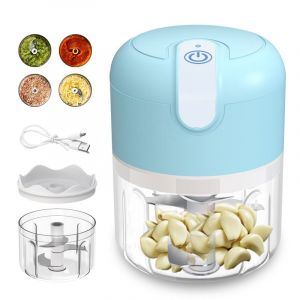 250ml Cordless Rechargeable Électrique De La Nourriture Chopper Presse-Ail Mini Robot Pour La Coupe De Fruits Ail Légumes Hachoir À Viande Blanc - Neuf