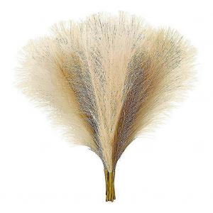 décor d'herbe de la pampa,fausse herbe de la pampa petit 18 pouces,7 tiges d'herbe pompeuse artificielle,beige brun L - Neuf