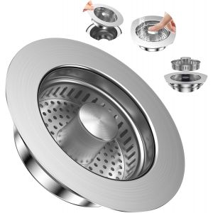 Filtre D'Évier De Cuisine Et Bouchon De Lavabo Pop-Up 3 En 1 En Acier Inoxydable Avec Panier Anti-Obstruction, Pour Évier De 75 À 86 Mm, Profondeur > 40 Mm[POU8805520] - Neuf