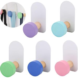 Mevronisshop-Lot De 5 Crochets Muraux Color&eacute;s - Crochets Muraux Autocollants Sans Per&ccedil;age - Pour Salle De Bain, Chambre &Agrave; Coucher, Cuisine, Salon, Enfants - Neuf