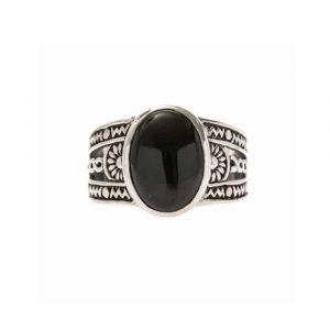 Bague Homme Ethnique Onyx Argent - Neuf