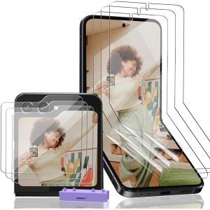 JGD-Protection &Eacute;cran pour Samsung Galaxy Z Flip 5, Z Flip 5 Protection Film TPU Flexible et Z Flip 5 Verre Tremp&eacute; Ext&eacute;rieure [3+3 Pi&egrave;ces]. HD Clair Film pour Galaxy Z Flip 5 - Neuf