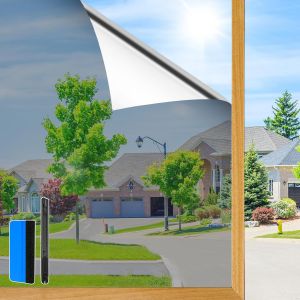 KALANKA-Film Fenetre Anti Regard Film Anti Chaleur 44.5x200cm,Adh&eacute;sif Film Occultant Fen&ecirc;tre Bon Effet Miroir avec Kit Pose Anti UV Protection la Vie Priv&eacute;e Facile &agrave; Poser pour Salon Chambre - Neuf