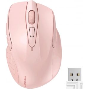 DDA-Souris sans Fil, 2.4G Souris Optique 4000 DPI avec 6 Niveaux Réglable, Souris Ergonomique pour PC, Ordinateur Bureau/Portable - Rose - Neuf
