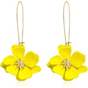 Kal-Boucle D'oreille Fleur Pour Femmes, Boucles D'oreilles Pendentif Fleur De Boh&egrave;me P&eacute;tale Hypoallerg&eacute;nique Mode Bijoux Cadeau - Neuf