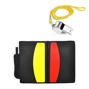 Coffret De Cartes D'arbitre Sportif Essentiel Avec Cartons Rouges Et Jaunes, Sifflet En Métal, Portefeuille, Crayon Et Carnet De Scores Pour Un Arbitrage Efficace - Neuf