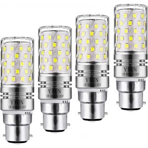 Yiun Led B22 De Maïs Bulbs12w, 100w Incandescent Équivalent, 1200lm, Blanc Chaud 3000k Ampoules Chandelier, Bougie Décorative Culot B22, Lampe Led Non Graduables, Pack 4 - Neuf