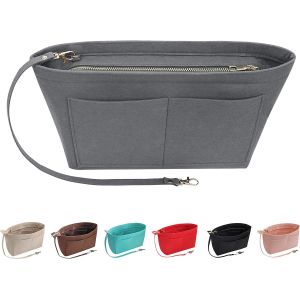 RFCBC-Organisateur de Sac à Main en Feutre - Multi Poches Fourre-Tout pour Femmes (Gris, Moyen) - Neuf