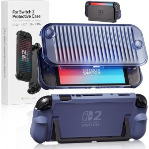 Coque Pour Switch 2 (2025),TPU Protective Case +Couverture de Protection Avant pour Switch 2,Accessoires avec Shock-Absorption et Slim Skin Shell(Bleu) - Neuf