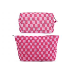 Ensemble de trousses de maquillage roses &agrave; carreaux - Petites et moyennes tailles - Neuf