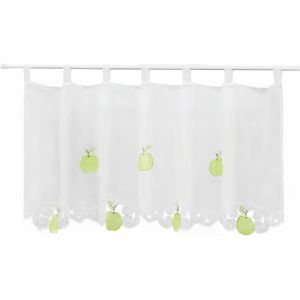 Carla« Stores » Rideau brise-bise en voile avec motifs fruités, Polyester, vert pomme, HxB 45x90cm - Neuf