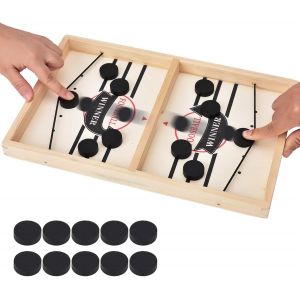 Chenquansarl-Jeu De Société De Hockey - En Bois - Rapide - Jeu De Société - Interaction 2 En 1 - Hockey De Table - Catapulte - Portable - Jeu De Fête - Jeu De Table De Bureau - Neuf