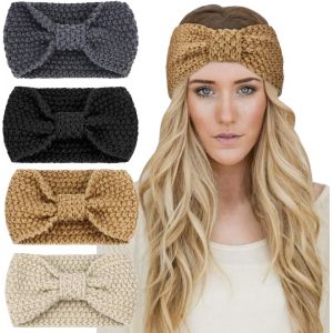 4 Pi&egrave;ces Bandeau Cheveux Pour Femme Bandeaux Hiver Serre-T&ecirc;te Tricot&eacute; Oreille R&eacute;chauffeur Chaud Nou&eacute; Bande Elastique Cheveux Pour Femmes Filles - Neuf