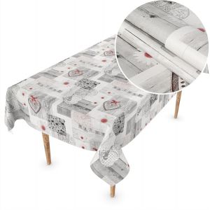 Sjzg-Nappe En Toile Cir&eacute;e Lavable - Nappe En Plastique - Au M&egrave;tre - Carr&eacute;e, Ronde, Ovale - Motif Coeur - 180 X 140 Cm - Neuf