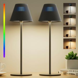 Honeywell Sunturalux ¿ Lot De 2 Lampes De Table Sans Fil Hwt-M1 Sunturalux Lampe De Bureau Portable Led 5200 Mah Rechargeable 4 Couleurs 9 Rvb Lumière De Table À Intensité Variable Pour Restaurant - Neuf