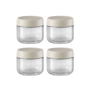 Lot De 4 Bocaux En Verre De 280 Ml Avec Couvercles Beiges Pour La Conservation Des Aliments - Neuf