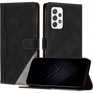 KAL-&Eacute;tui Pour Samsung Galaxy A73 5G, Housse En Cuir Pu Avec [Protection Antichoc Tpu] [Fonction Support] [Porte-Cartes ] Antichoc Magn&eacute;tique Coque Pour Galaxy A73 5G - Noir - Neuf