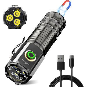 Eryi-Petite Lampe Torche Rechargeable,5000 Lumens Lampe De Poche Tactique,5 Modes D'éclairage Ipx5 Imperméable,Led A Pile Adaptée Aux Urgences De Camping Et De Randonnée - Neuf