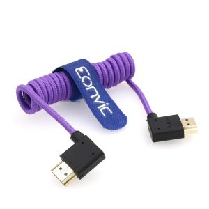 ERYI-Câble Hdmi Vers Hdmi 2.1 8K Haute Vitesse Fin Mâle Vers Mâle Violet Pour Écran Atomos Ninja V, Sony A7Siii, Portkeys Bm5 (Hdmi Droit-Hdmi Gauche, Violet) - Neuf