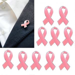 10pcs Femmes Cancer Sensibilisation Rose Ruban Pin Badge M&eacute;tal &Eacute;mail Revers Broche - Neuf