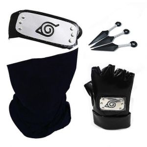 Cosplay Party Accessories Set Naruto Anime Konoha Village Bandeau, Kakashi Face Mask, Gants, Kunai Props Set - Neuf