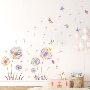 Eryi-Grande Taille Stickers Muraux Pissenlit Coloré,Fleur Sticker Mural Enfants Fille,Autocollant Mural Pissenlits,Autocollant Mural Fleur,Sticker Mural Plantes De Chambre De Bébé Salon Décoratifs - Neuf