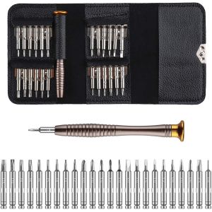 KAL-Mini Tournevis Précision Kit Outils De Réparation De Tournevis De Précision 25 En 1 Portable Avec Étui En Cuir Pour Laptop Montre Bijoux Jouets - Neuf