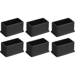 6pcs Pvc Square Chair Leg Caps 50 Mm X 25 Mm Od Black For Table Furniture Legs,Chair Leg Covers,Floor Protectors - Neuf