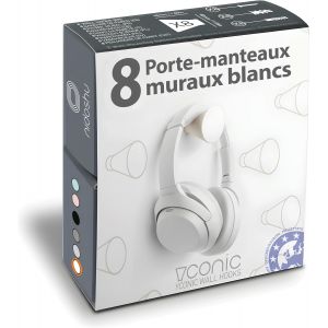 Patere Porte Manteau Mural Blanc - Pat&egrave;re Murale Deco Crochets Porte-Manteau Mural Design Chambre Moderne - Portemanteaux pour Entr&eacute;e Original Salle de Bain (Lot de 8 pat&egrave;res, blanc) - Neuf