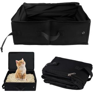 Kalanka-Bac A Litiere De Voyage Pour Chat Avec Couvercle, Bac &Agrave; Liti&egrave;re Portable Pour Chat 40x30cm Imperm&eacute;able Au Camping, &Agrave; La Voiture, &Agrave; L'int&eacute;rieur Et &Agrave; L'ext&eacute;rieur - Neuf
