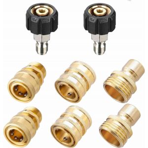 CHECARZHN--NO1-8Pcs Nettoyeur Haute Pression Accessoires Déconnexion Rapide 3/4" À 1/2" Adaptateur De Tuyau M22 Mâle M22-14 À 3/8" Connexion Rapide Métrique Adaptateur Pour Nettoyeur Haute Pression - Neuf