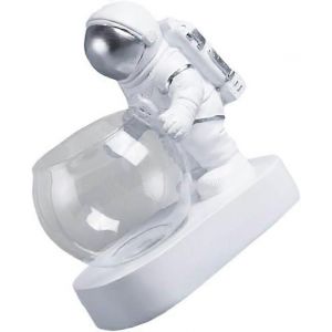 Vase en forme d'astronaute Vase en verre hydroponique R&eacute;cipient en verre v&eacute;g&eacute;tal Vase transparent avec lumi&egrave;re pour d&eacute;cor de bureau &agrave; domicile (argent) - Neuf
