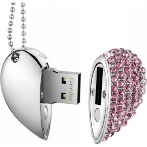 High Speed USB 3.0 Flash Drive 32GB Diamond Heart Shape Pink - Neuf